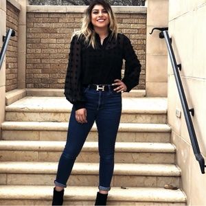 Black Pom Pom Blouse